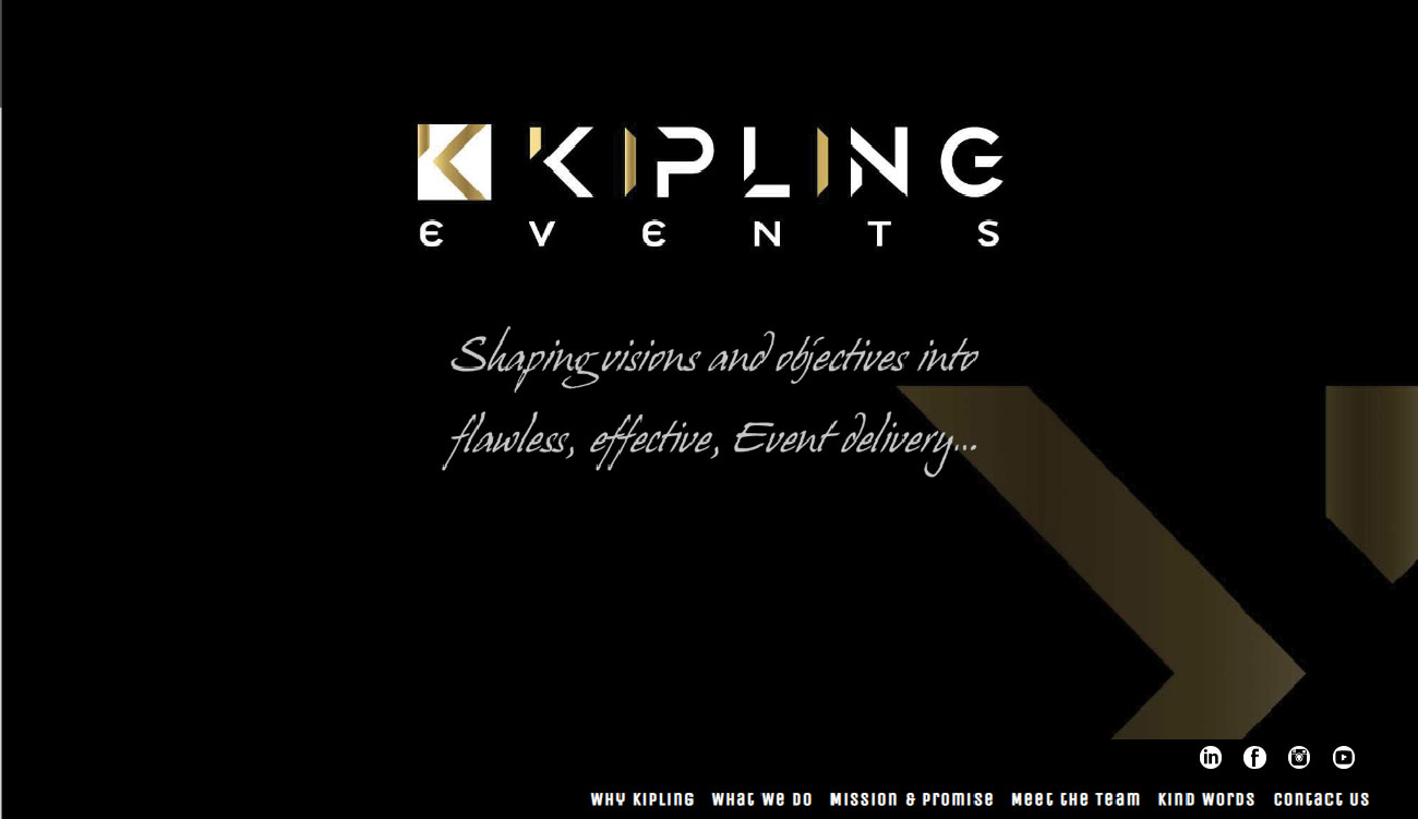 kipling events - website design and construction